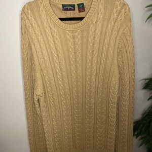 Saddlebred Tan Crewneck Cable Knit Sweater